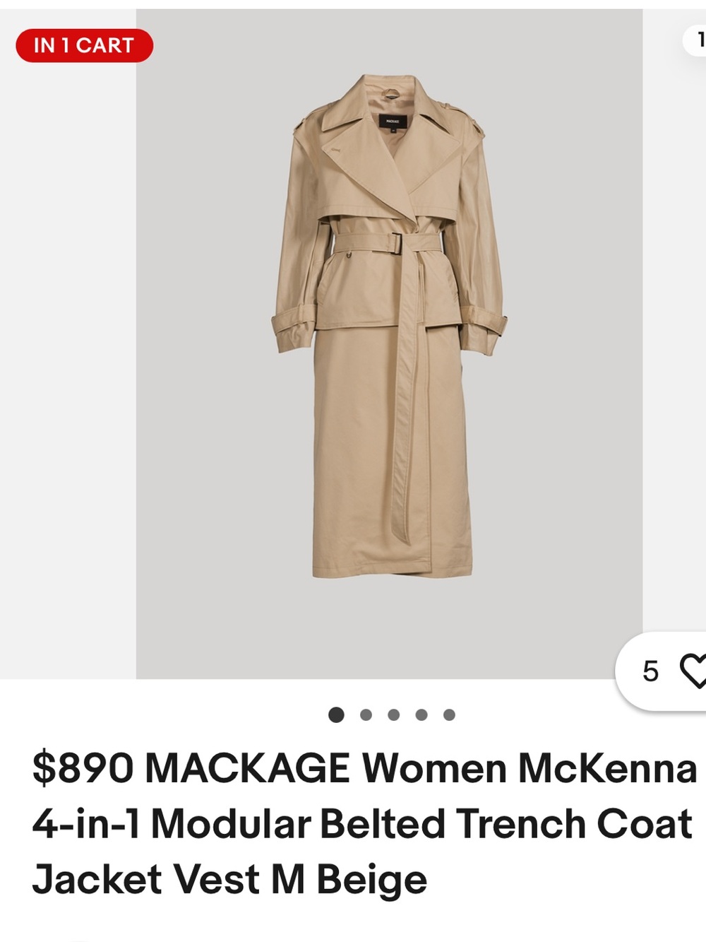 Mackage McKenna 4‑in‑1 Belted Trench Coat in Beige